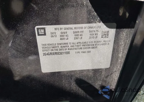 2012 Buick Regal из США, поврежденный, VIN 2G4GR5ER5C9211595